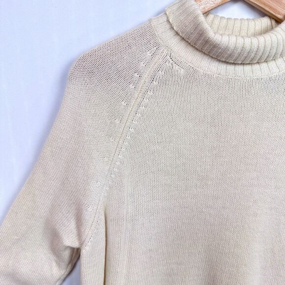 Ann Taylor Wool Cashmere Blend Turtleneck Jumper Sweater Sz M Ivory Cream Knit - Picture 5 of 10